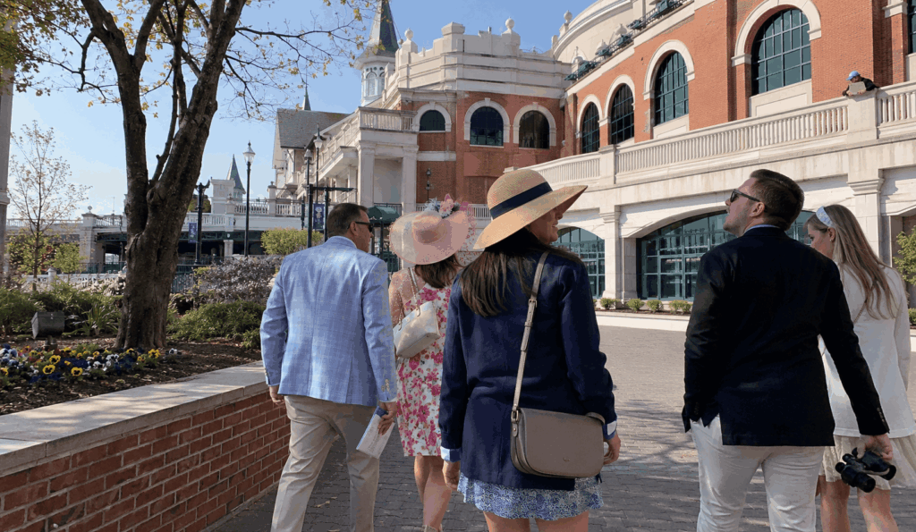 group visiting churchill downs during a louisville day trip from indianapolis